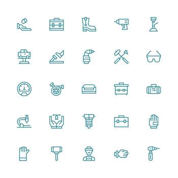25 Icons for Mechanic in Medium Stroke Outline Format Essential Icon Set for Teams vector