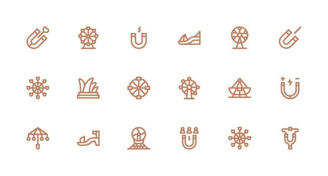 Attraction featuring 18 Icons in Strong Stroke Line Design Multi-Style Icons for Creative Projects vector