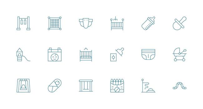 Childcare Set with 18 Minimal Line Icons Interface Icon Collection for Daily Projects vector