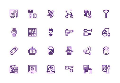 Gadget featuring 24 Icons in Thick Line Line Design Flexible Icon System for Web Interfaces vector