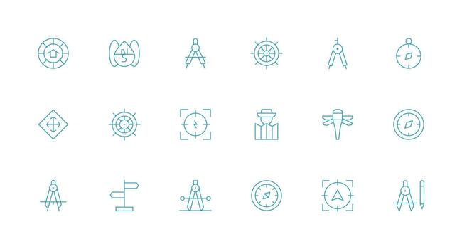 Compass featuring 18 Icons in Minimal Line Design Dashboard Icon Series vector