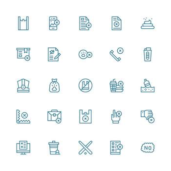 Refuse Visual Pack containing 25 Medium Stroke Outline Icons Multi-Purpose Icon Set vector