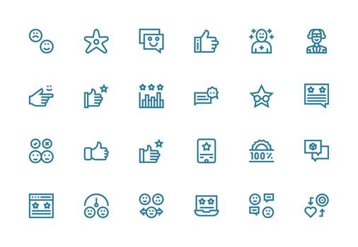Thick Line Line Style Satisfaction Icons with 24 Vectors High-Resolution Icons for Any Platform