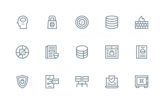 Data Security including 15 Regular Line Illustrations Minimal Icon Pack vector