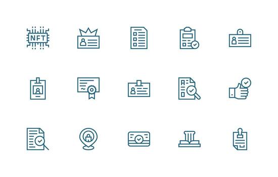 15 Regular Line Style Icons from Verification Collection All Device Compatible Icon Set vector