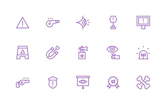 Attention Set with 15 Regular Line Icons High-Resolution Icons for Any Platform vector