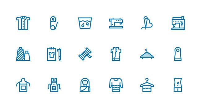 Strong Stroke Line Style Garment Icons with 18 Vectors Functional Icon Series