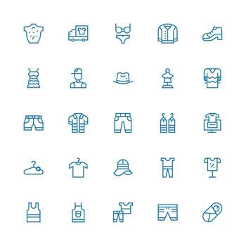 medio carrera contorno estilo ropa íconos con 25 vectores íconos construido para visual consistencia paquete