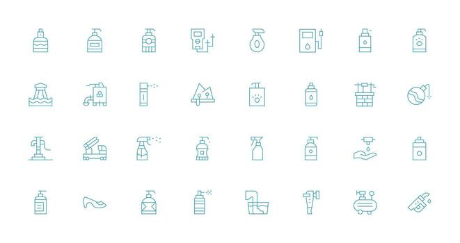 Pump Icon Collection with 32 Thin Line Designs Icon Set for Web vector