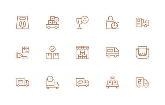 Regular Line Style Shipment Icons with 15 Vectors App Icon Pack
