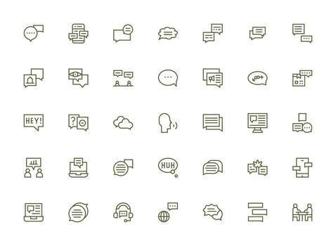 Regular Clean Line Icons from Conversation Set with 35 Vectors Web and App Icon Pack Collection