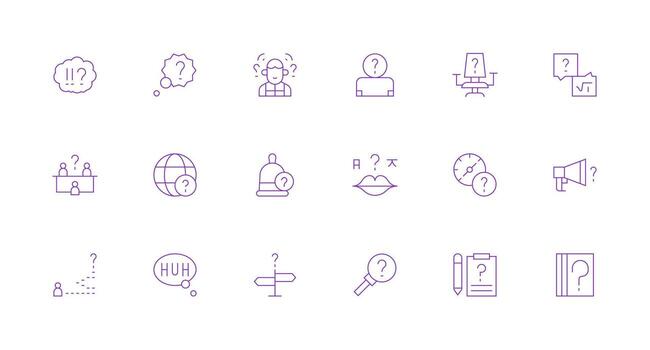 Minimal Line Icons from Doubt Set with 18 Vectors Web Icon Collection