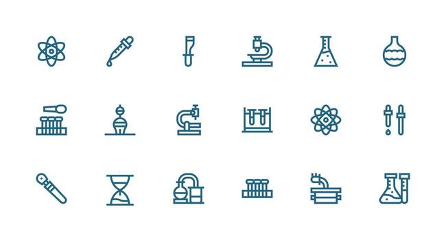18 Strong Stroke Line Vectors for Research Lab Theme User Interface Icons for Digital Products
