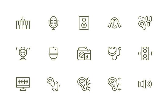 Soundwave Icon Collection with 15 Regular Line Designs Interface Icon Collection for Daily Projects vector