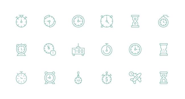 18 Icons for Stopwatch in Minimal Line Format Icon Set for Web vector