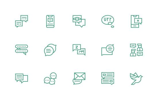 15 Regular Line Designs for Chat Icons Well-Structured Icons for Creative Use vector