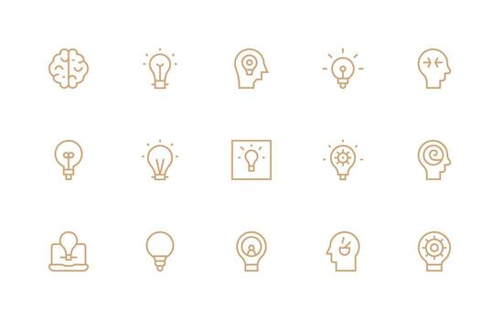 15 Regular Line Vectors for Thinking Theme Neutral Style Icons for Any Project