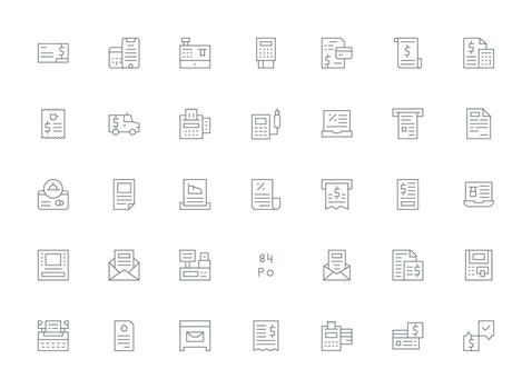 Light Line Style Receipt Icons with 35 Vectors Flexible Icon System for Web Interfaces