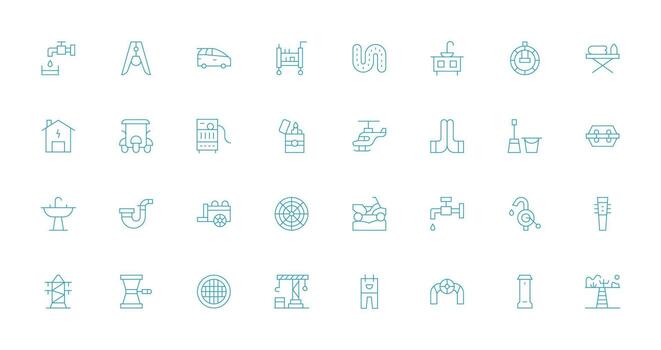 Utility featuring 32 Icons in Thin Line Design Detailed Icon Collection for Design Systems vector