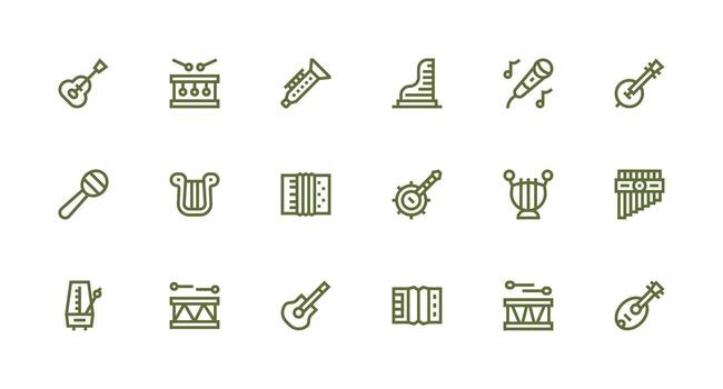 Strong Stroke Line Icons from Musical Instrument Set with 18 Vectors Flexible Icon System for Web Interfaces