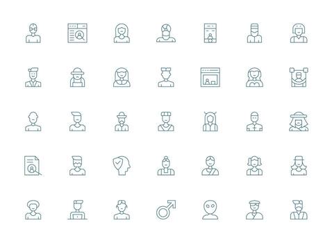 ligero línea íconos desde persona conjunto con 35 vectores inteligente icono colección