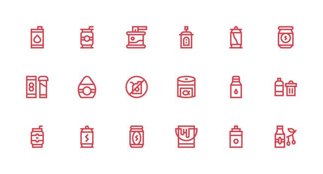 Strong Stroke Line Style Can Icons with 18 Vectors Flexible Icon System for Web Interfaces
