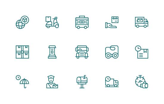 15 Regular Line Style Icons from Courier Collection Interface Icon Collection for Daily Projects vector