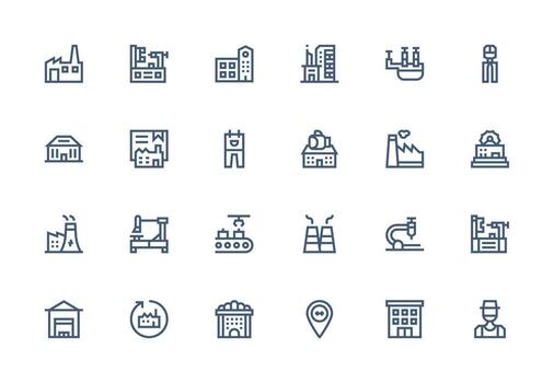 fábrica icono colección con 24 grueso línea línea diseños alta resolución íconos para ninguna plataforma vector