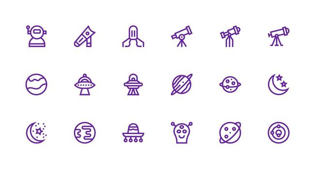 18 íconos para galaxia en fuerte carrera línea formato editable icono colección vector