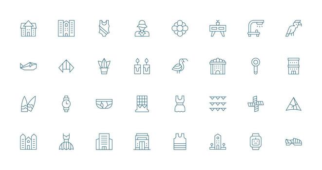 Lineart Design Icons featuring 32 in Thin Line Style Display Icon Pack vector