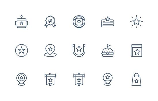 Featured Design Icons featuring 15 in Regular Line Style Design Ready Icon Set for Teams vector