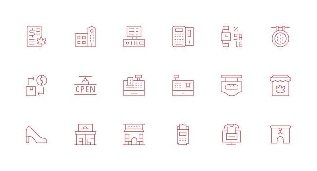 Minimal Line Style Retail Icons with 18 Vectors Display Icon Pack