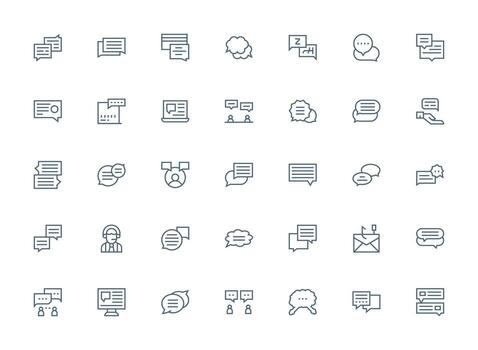 35 Regular Clean Line Style Icons from Reply Collection Interface Icon Collection vector