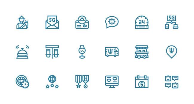 Strong Stroke Line Icons from Service Set with 18 Vectors Clean Icon Set Icon Pack for UI Projects