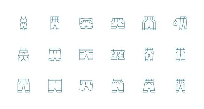 18 mínimo línea vectores para pantalones cortos tema limpiar icono colección para web utilizar