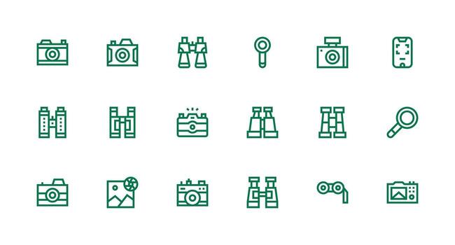 Viewfinder Set with 18 Strong Stroke Line Icons Clean Icon Set Icon Pack for UI Projects vector