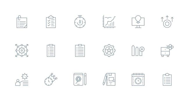 Productivity Design Icons featuring 18 in Minimal Line Style Functional Icon Series vector