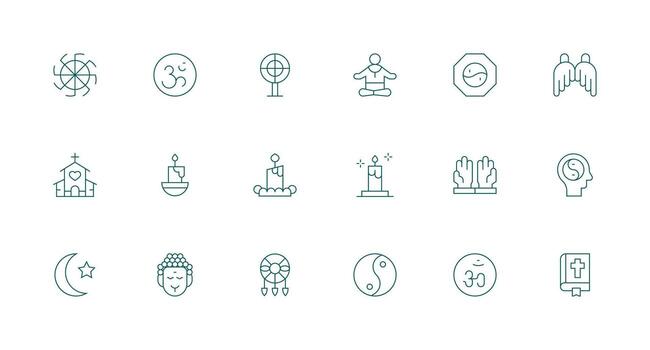 Spirituality featuring 18 Icons in Minimal Line Design Flexible Icon System for Web Interfaces vector