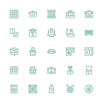 25 Medium Stroke Outline Style Icons from Box Collection Clean Icon Set Icon Pack for UI Projects vector