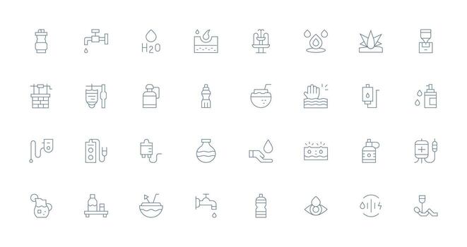 32 Hydration Icons in Thin Line Aesthetic Icons Built for Visual Consistency Pack vector