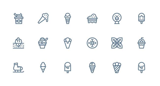 18 Strong Stroke Line Icons for Frozen Graphics Pixel Perfect Icons for Modern Apps vector