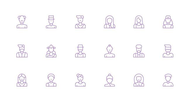 Headshot Icon Set with 18 Minimal Line Graphics Simple Icon Pack vector
