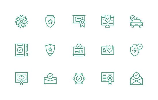 15 Validated Icons in Regular Line Aesthetic Organized Icon Pack for Quick Access vector