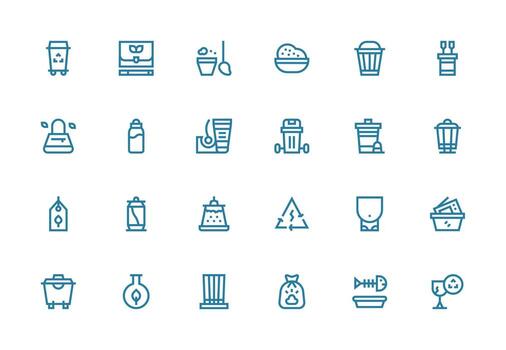 reciclaje icono colección con 24 grueso línea línea diseños flexible icono sistema para web interfaces vector