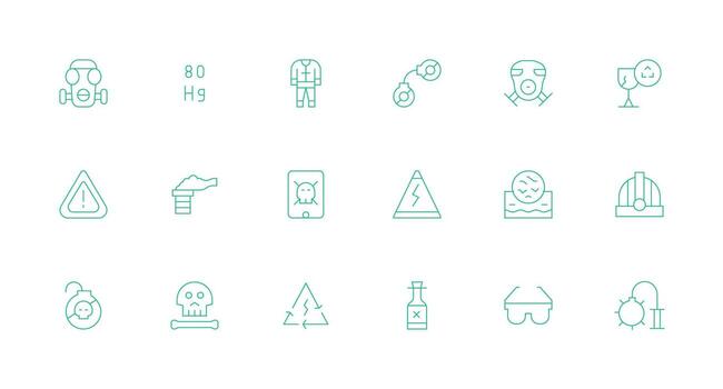 Hazardous Visual Pack containing 18 Minimal Line Icons Clean Set for Layout Prototypes vector