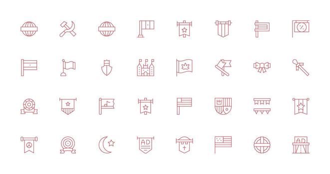 Thin Line Icons from Banner Set with 32 Vectors Core Icon Collection for Daily Tasks