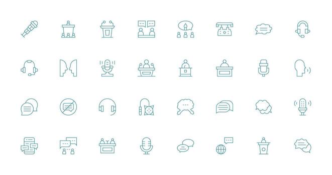 32 Thin Line Icons for Talk Graphics Icon Pack vector