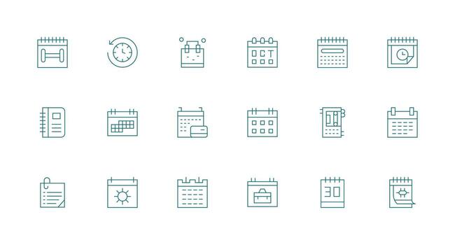 mensual visual paquete conteniendo 18 mínimo línea íconos icono paquete para ui vector