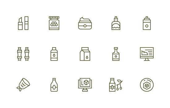 Product Design Icon Set with 15 Regular Line Graphics Interface Icons for Daily Use vector