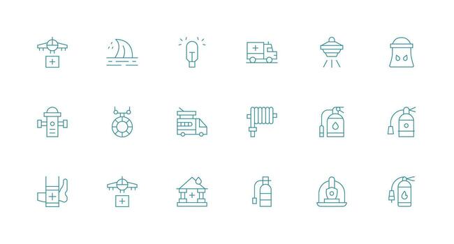 18 Minimal Line Style Icons from Emergency Response Collection Neatly Designed Icons for Web Platforms vector